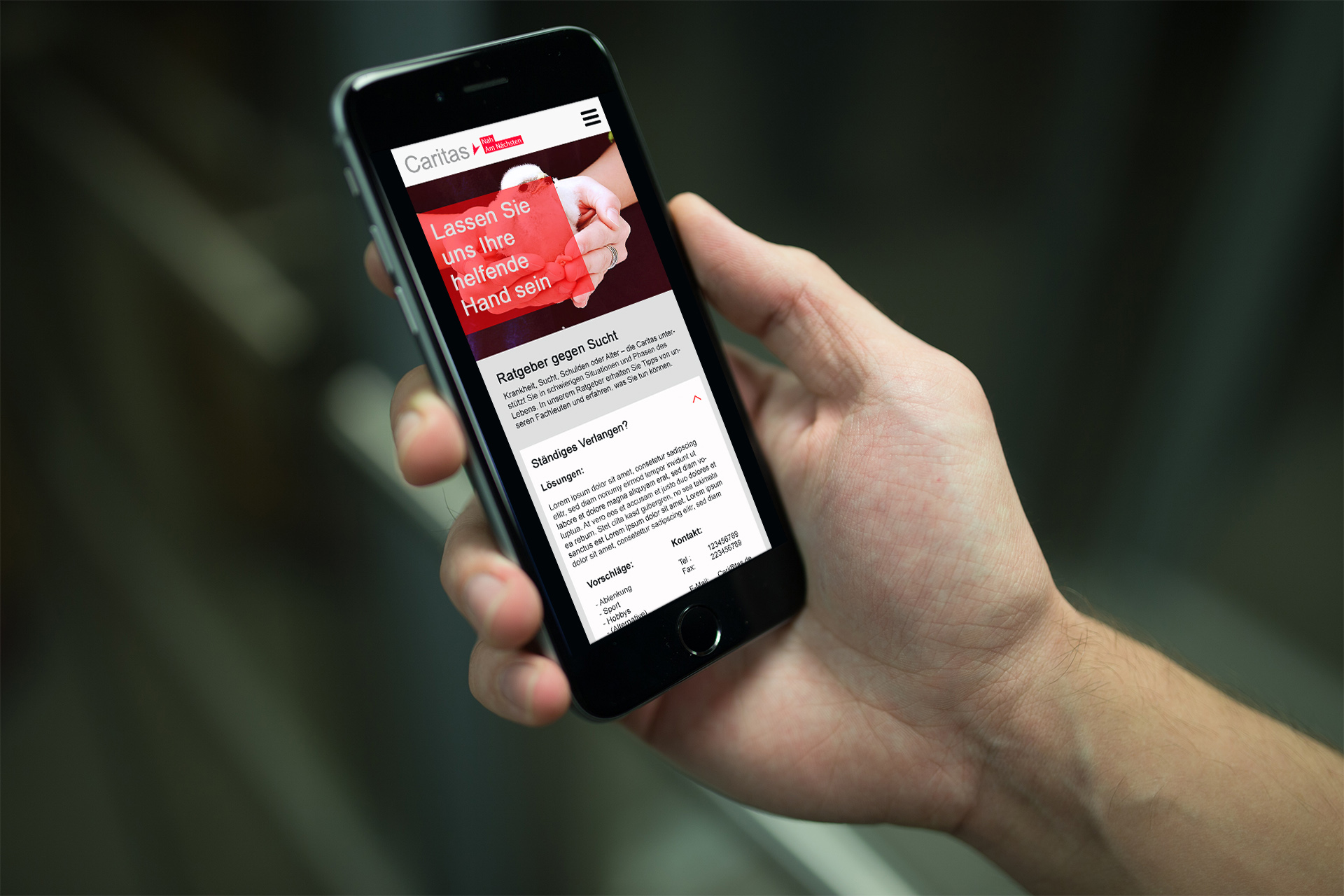 Mobile Ansicht für Unterseiten
